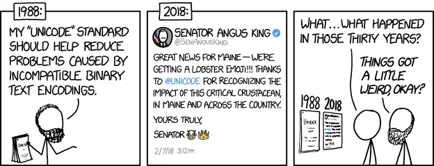 XKCD on Unicode standards