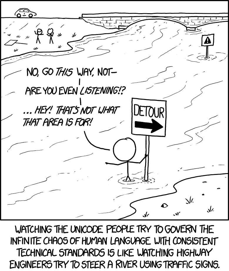 XKCD on Unicode standards